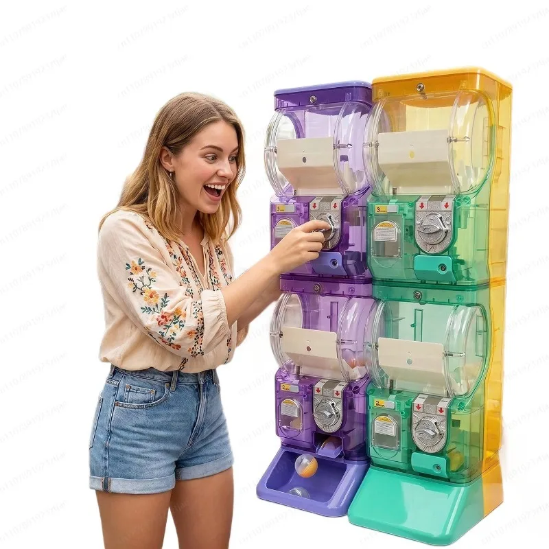 Arcade And Vending - Transparante witte tweelaagse Gashapon-machine, muntbediende capsuleverkoopautomaat