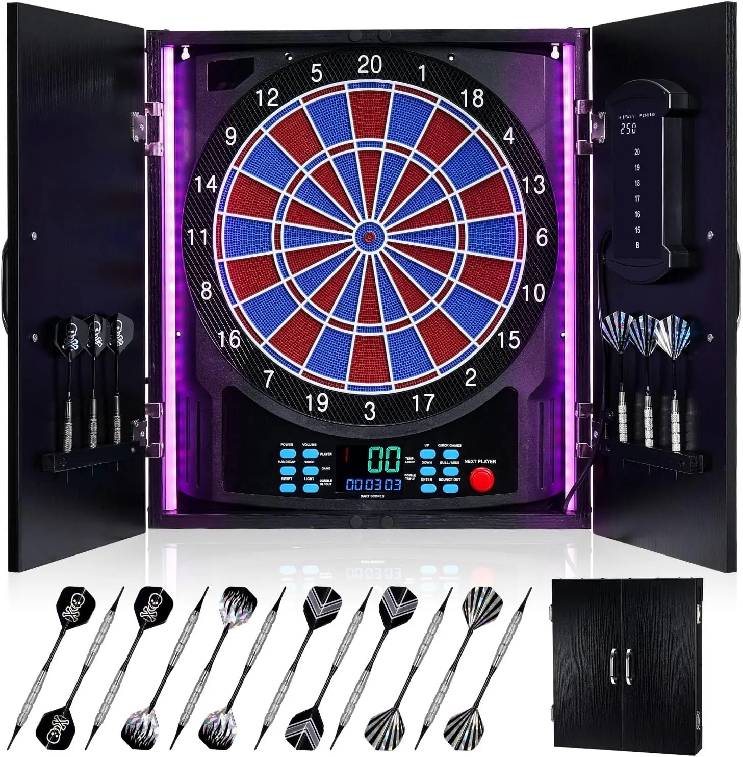 Electronic Dartboard Cabinet - Elektronisch Dartbord, Elektrische Dartbordkast met Scorebord