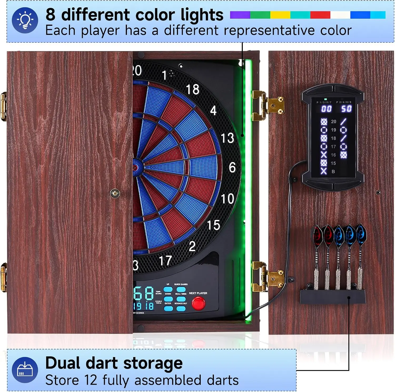 Elektronische Dartbordkast met - Electronic Dartboard Cabinet recensie en prijs