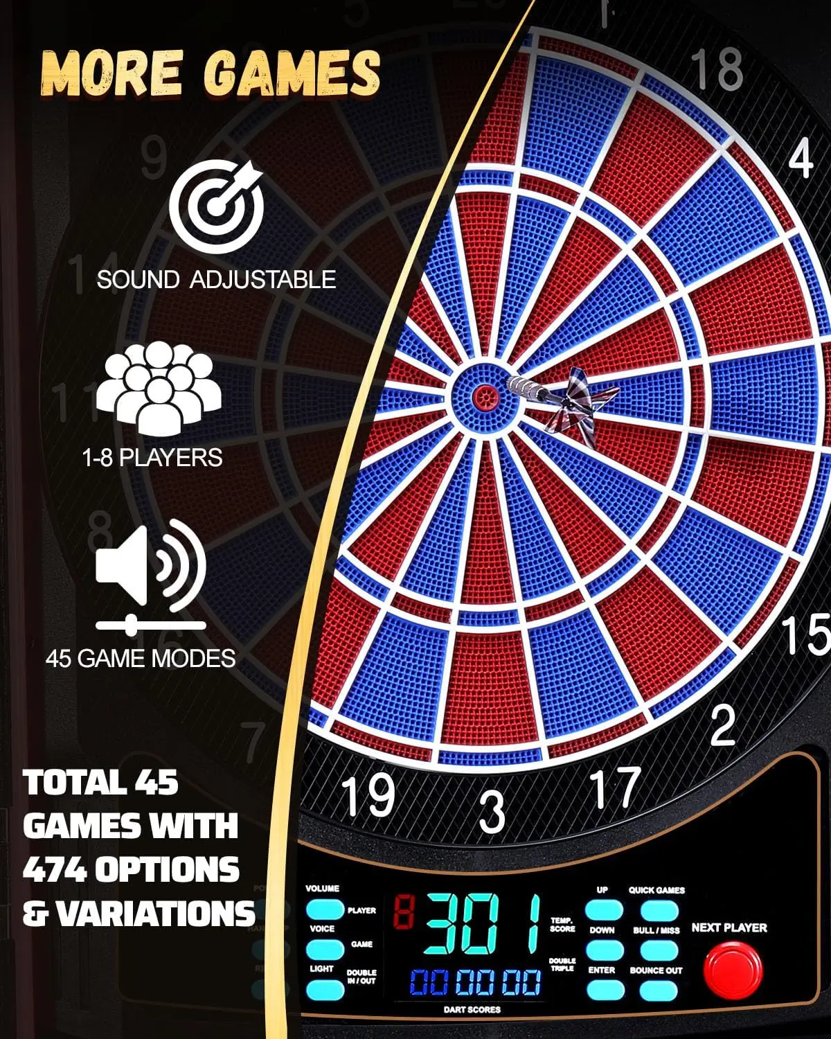 Elektronisch Dartbord, Elektri - Electronic Dartboard Cabinet recensie en prijs